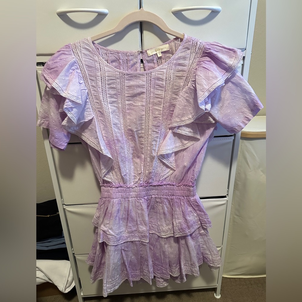 LoveShackFancy Lavender Ruffle Mini Dress